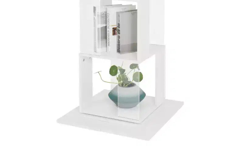 Étagères d'angle en bois rotatives, étagère verticale avec plaque acrylique, bibliothèques verticales multifonctionnelles pour petits espaces, bureau