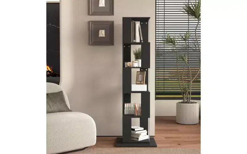 Étagères d'angle en bois rotatives, étagère verticale avec plaque acrylique, bibliothèques verticales multifonctionnelles pour petits espaces, bureau