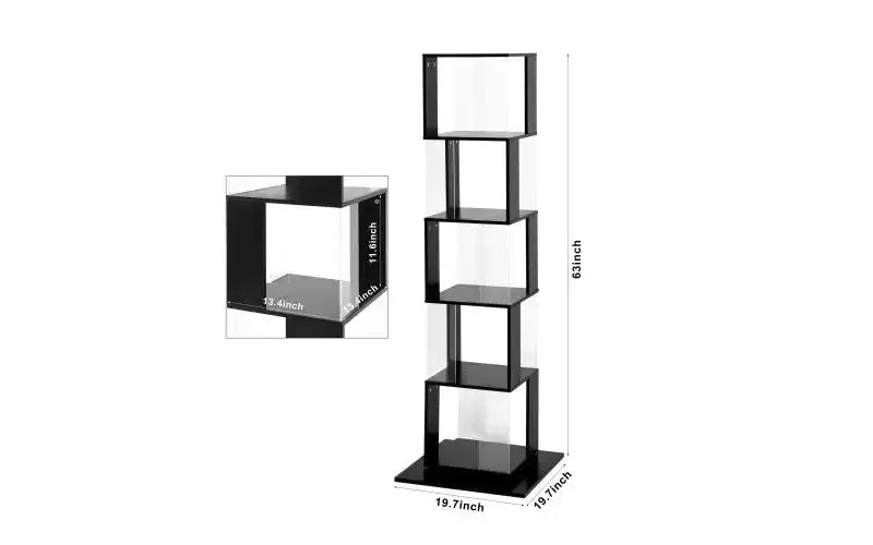 Étagères d'angle en bois rotatives, étagère verticale avec plaque acrylique, bibliothèques verticales multifonctionnelles pour petits espaces, bureau