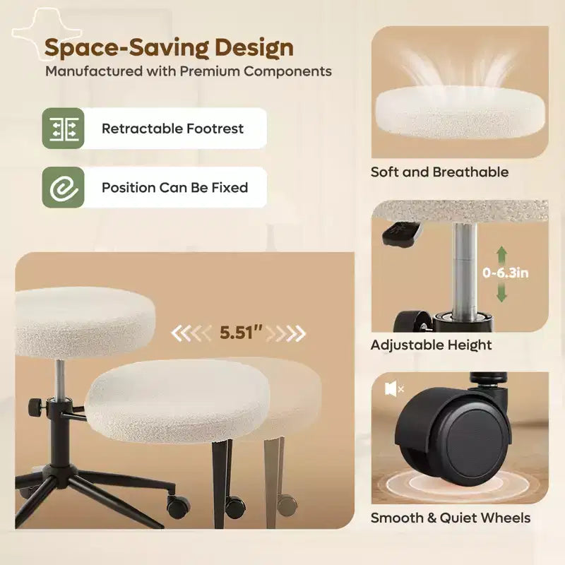 Chaise de bureau confortable pour s'asseoir à l'envers, chaise Criss Cross avec repose-pieds rétractable, siège extra-large et hauteur réglable