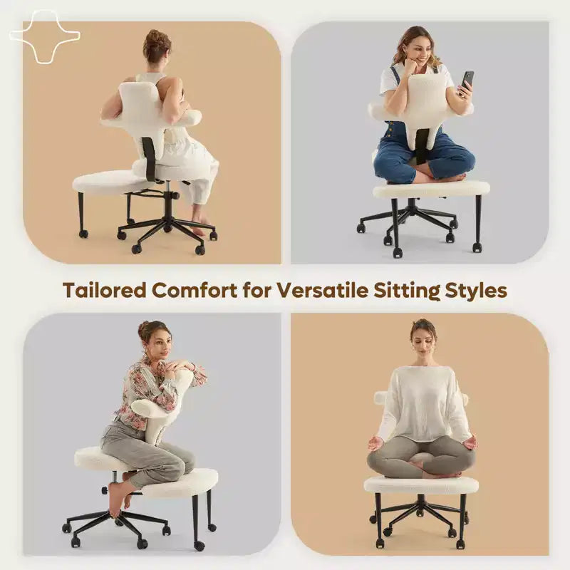 Chaise de bureau confortable pour s'asseoir à l'envers, chaise Criss Cross avec repose-pieds rétractable, siège extra-large et hauteur réglable