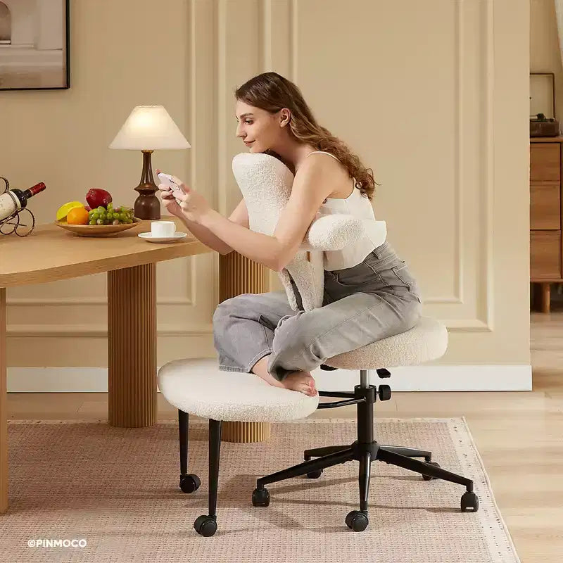Chaise de bureau confortable pour s'asseoir à l'envers, chaise Criss Cross avec repose-pieds rétractable, siège extra-large et hauteur réglable