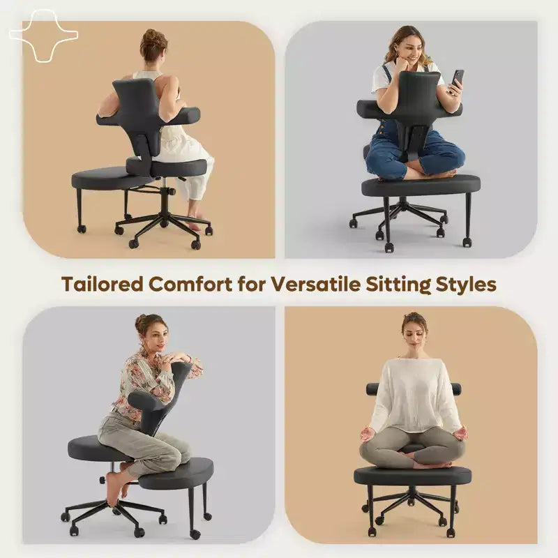 Chaise de bureau confortable pour s'asseoir à l'envers, chaise Criss Cross avec repose-pieds rétractable, siège extra-large et hauteur réglable