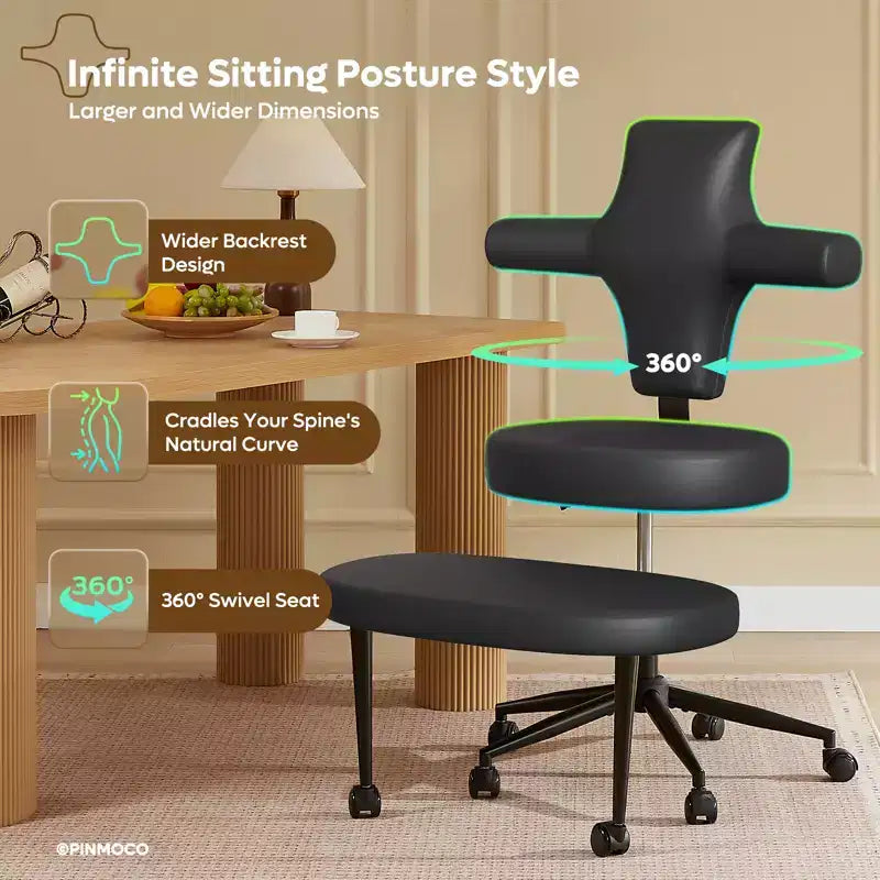 Chaise de bureau confortable pour s'asseoir à l'envers, chaise Criss Cross avec repose-pieds rétractable, siège extra-large et hauteur réglable