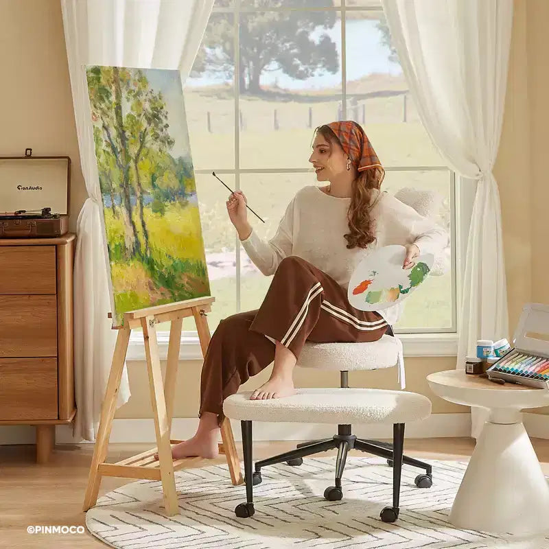 Chaise de bureau confortable pour s'asseoir à l'envers, chaise Criss Cross avec repose-pieds rétractable, siège extra-large et hauteur réglable