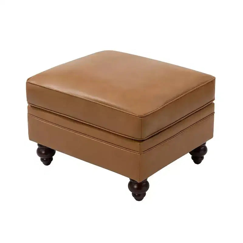 Repose-pieds en cuir véritable contemporain de 26,5 po de largeur pour salon|