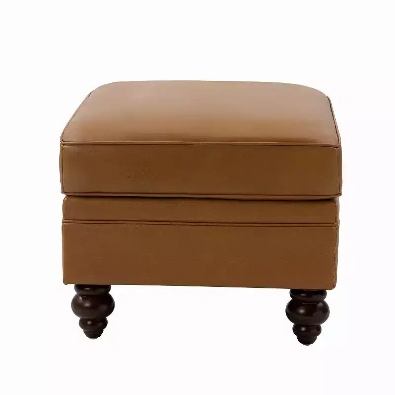 Repose-pieds en cuir véritable contemporain de 26,5 po de largeur pour salon|