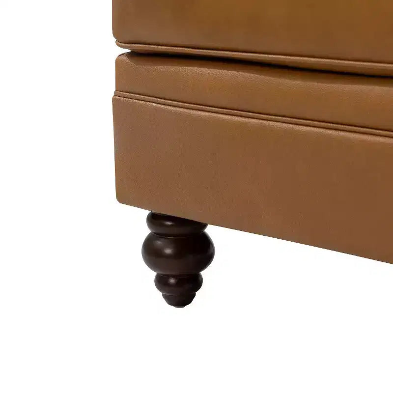 Repose-pieds en cuir véritable contemporain de 26,5 po de largeur pour salon|