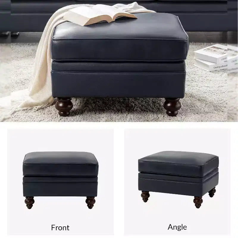 Repose-pieds en cuir véritable contemporain de 26,5 po de largeur pour salon|