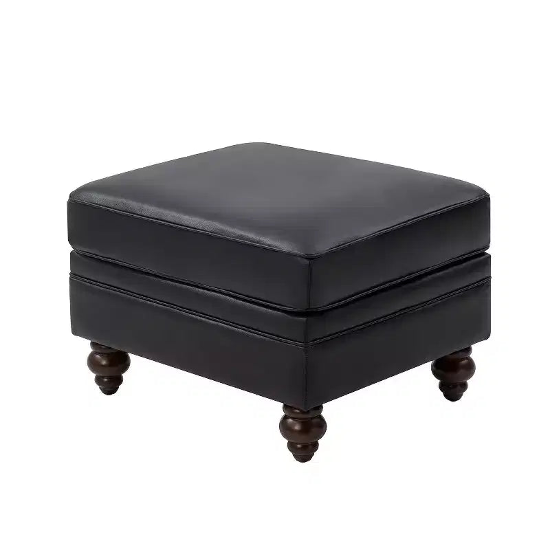 Repose-pieds en cuir véritable contemporain de 26,5 po de largeur pour salon|