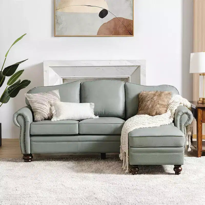 Repose-pieds en cuir véritable contemporain de 26,5 po de largeur pour salon|