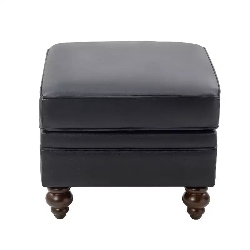Repose-pieds en cuir véritable contemporain de 26,5 po de largeur pour salon|