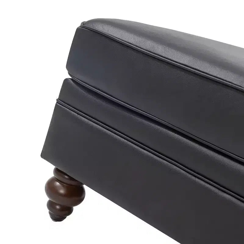 Repose-pieds en cuir véritable contemporain de 26,5 po de largeur pour salon|