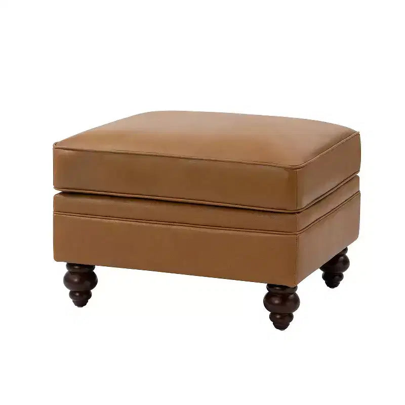 Repose-pieds en cuir véritable contemporain de 26,5 po de largeur pour salon|